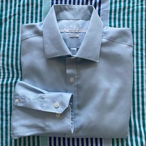 Perry Ellis Portfolio Slim Fit Sz 15 (S) Cotton Dress Shirt Lt Blue EUC